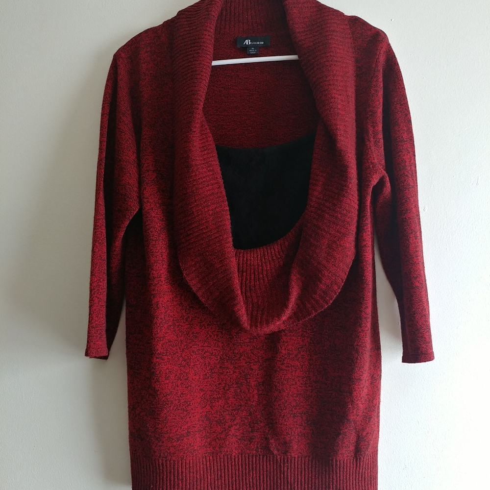 Lightweight cowl sweater layered look